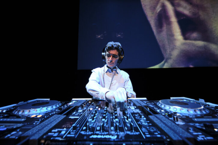 The live, theatrical presentation of 32 Sounds includes original music, played live, by JD Samson. Photo: Waleed Shah.