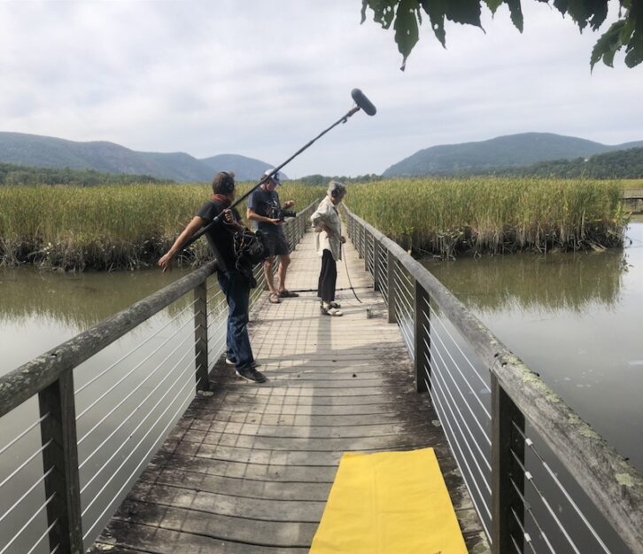 Recording the sound of a river with sound artist Annea Lockwood, whose work with natural sound and music served as the inspiration for 32 Sounds.