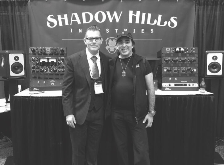 Peter Reardon, left, with mix engineer Chris Lord-Alge at NAMM 2016. Photo: Courtesy of Peter Reardon.