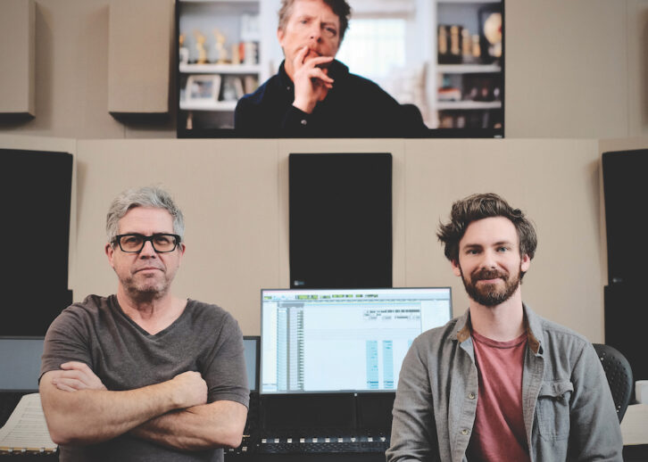 John Michael Caldwell, right, sitting with composer John Powell at the latter’s 5 Cat Studio.Courtesy of John Michael Caldwell. 