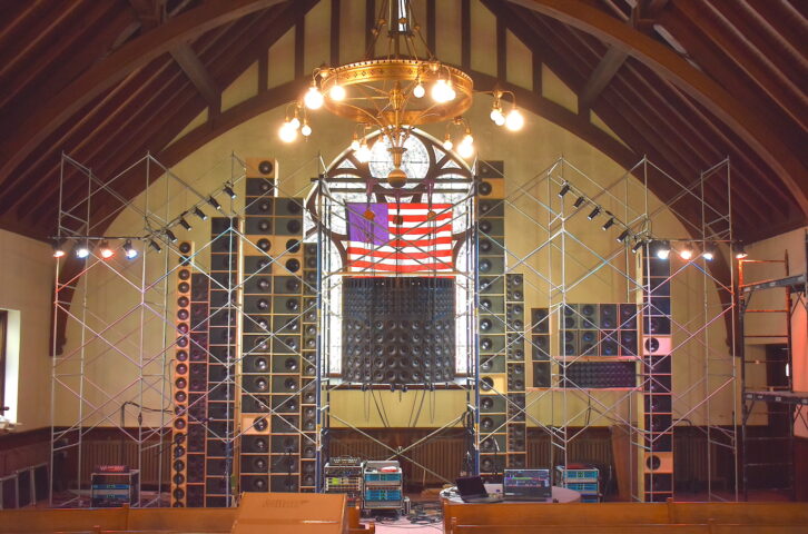 Anthony Cosica's half-sized working replica of the Grateful Dead's Wall of Sound PA. Photo: Clive Young.