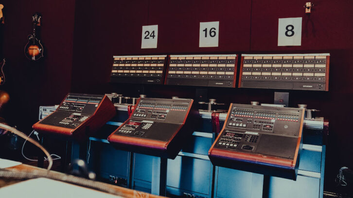 The setup for an analog- digital shootout, where an 8-, 16- and 24-track 2-inch machine, and Pro Tools at 192/24, recorded eight tracks of a live band simultaneously.