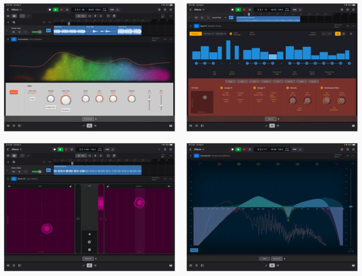 Apple Logic Pro for iPad EQs and Compressors.