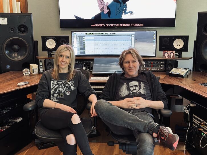 Bates, here with his studio and composing partner Joanne Higginbottom, gravitates toward collaboration in all aspects of music production. PHOTO: Courtesy of Tyler Bates