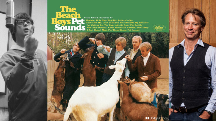Producer Giles Martin (right) has remixed The Beach Boys' magnum opus, Pet Sounds, for Dolby Atmos with input from Brian Wilson (left) and producer Mark Linett.