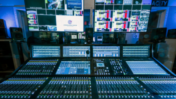 The SSL System T audio production platform inside NASA Television operations.