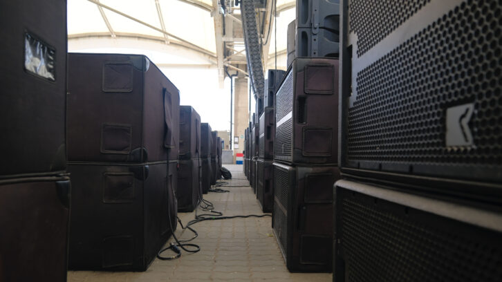 The festival's system included 28 DBS 18-2 subwoofers, configured in an 'end-fire' array.