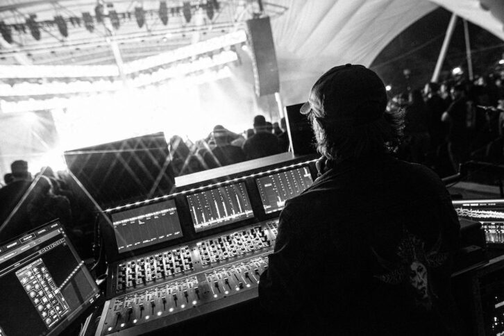 Gojira FOH engineer Johann Meyer mans the Avid S6L-32D console nightly on the Mega-Monsters tour. Photo: Errick Easterday.