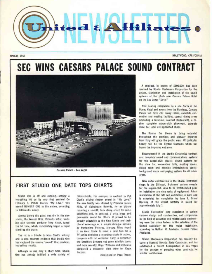 The March, 1966 edition of the United & Affiliates Newsletter