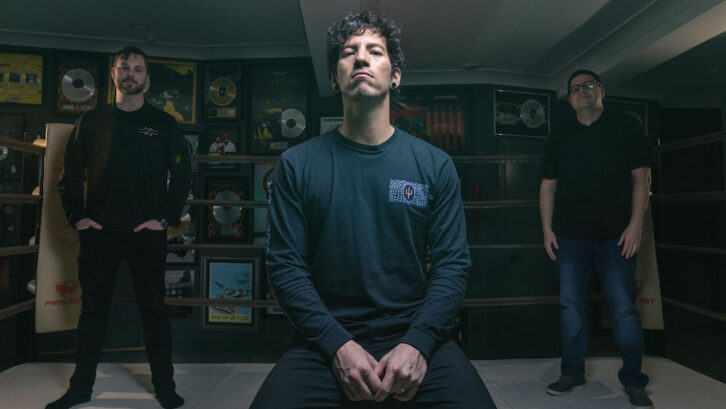 GET IN THE RING: TJ Bechill of NEAT (left) and Gavin Haverstick of Haverstick Designs (right) had Josh Dun’s back when they created The Boom Boom Room, the new home recording facility for Twenty One Pilots’ Josh Dun (center). PHOTO: Chad Jenkins.