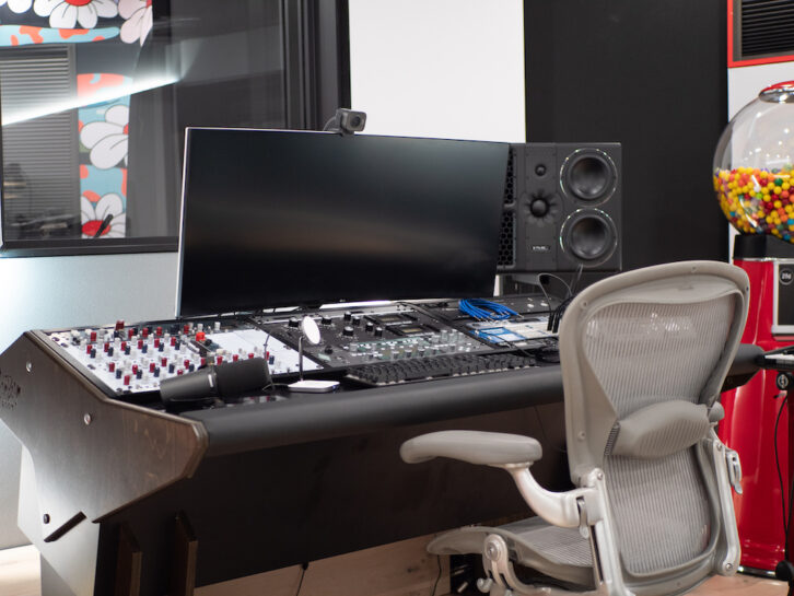 The control center in the Boom Boom Room control room is based around a Dangerfox desk housing Rupert Neve Designs mic preamps, UA 1176 compressors, Arturia MIDI controller and PMC monitoring. PHOTO: Columbus Pics.