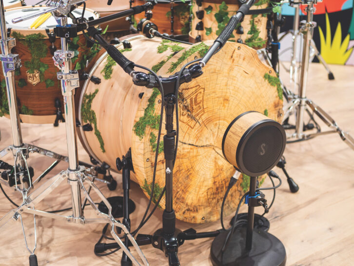 A sense of style applies to the kick drum, which features a completely wooden front head. PHOTO: Columbus Pics