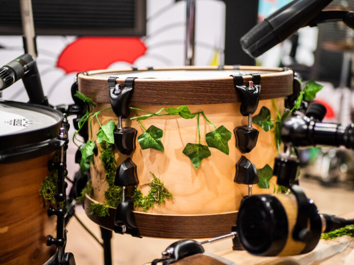 A sense of style applies to the kick drum, which features a completely wooden front head. PHOTO: Columbus Pics