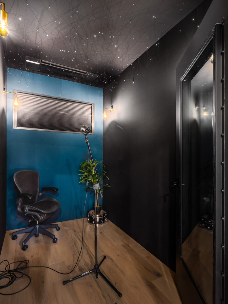 Haverstick included a small vocal booth in the studio layout, which doubles as an amp closet for visiting guitarists.