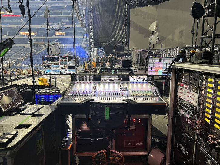 In monitorworld, Michael Zuehsow presides over a DiGiCo Quantum7 console outfitted with a DMI-KLANG card.