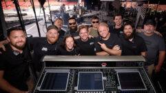 Luke Combs’ live audio team includes (l-r): Michael Zuehsow (Monitor Engineer), Dan McLaughlin (RF Coordinator/Tech), Wesley Hancock (PA/Stage Tech), Emma Berry (PA/Stage Tech), Joseph Lefebvre (Systems Engineer), Caleb Imoden (PA Tech), Michael Grabarczyk (PA/Delay Tech), Jerry Slone (Production Manager), Nick D’Andrea (PA/Stage Tech), Stephen Millet (Crew Chief) and Todd Lewis (FOH Engineer). Photo: David Bergman