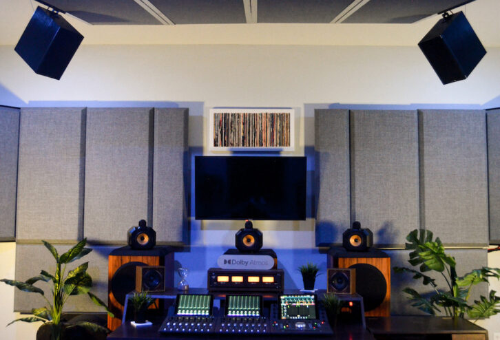 The Dolby Atmos mix studio at AlexProMix, with Bowers & Wilkins monitor system.