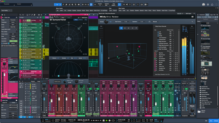 PreSonus' Studio One 6.5 adds a new spatial audio production workflow with the integration of Dolby Atmos tools.