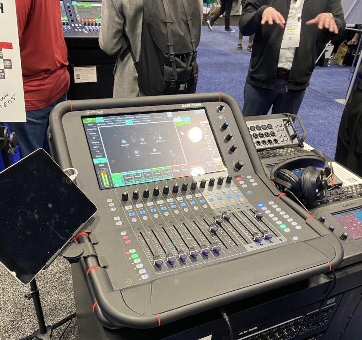 Allen & Heath’s brand-new Avantis Solo mixer debuted at the show —a 12-fader, single-screen desk that provides the same 64-channel, 42 bus architecture as the original but reduces its footprint by nearly 50 percent.