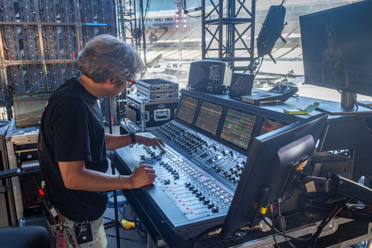 Blackpink monitor engineer Seung Ho Ryu, also mixing on an Avid S6L-32D console. Photo: Steve Harvey.