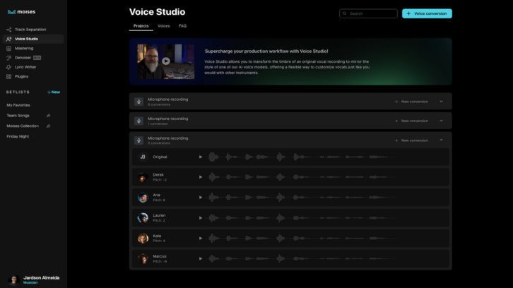 Moises Voice Studio 