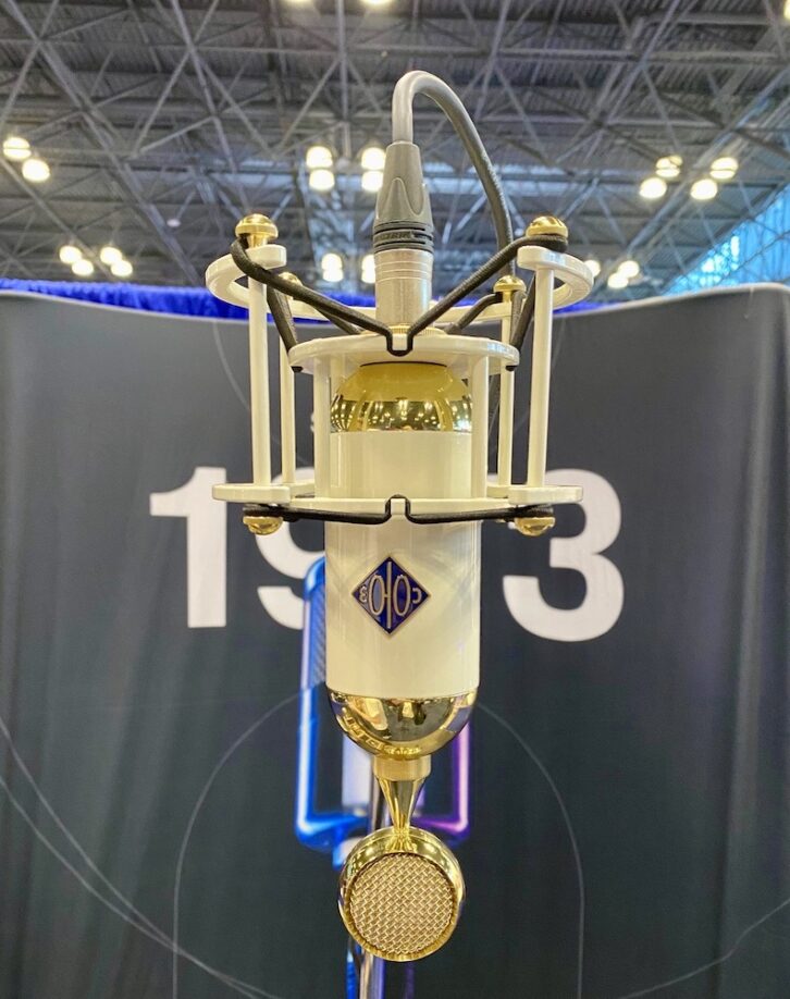 An 017 Series large diaphragm condenser microphone was on full display at the Soyuz Microphones booth.
