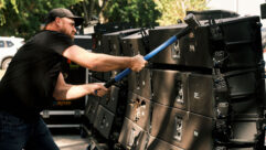 L-Acoustics hosted a destruction event to mark the disposal of counterfeit speakers recently seized following a judgment by the United States District Court, Middle District of Florida, Tampa Division. Photo: Zack Wittman.