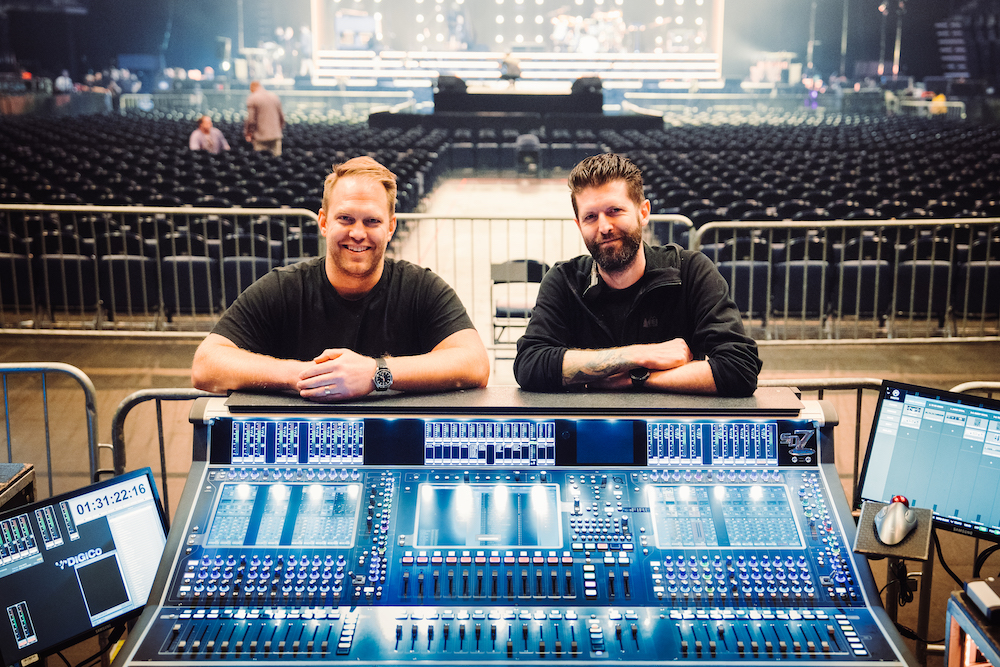 The calm before the storm: FOH engineer Trey Smith (left) and monitor engineer Jimmy Nicholson. Photo: Grayson Gregory.