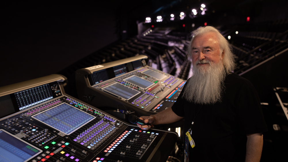 U2 Front-of-House engineer Joe O’Herlihy at his trusty DiGiCo Quantum SD7 console in Las Vegas. Photo: Ross Andrew Stewart.