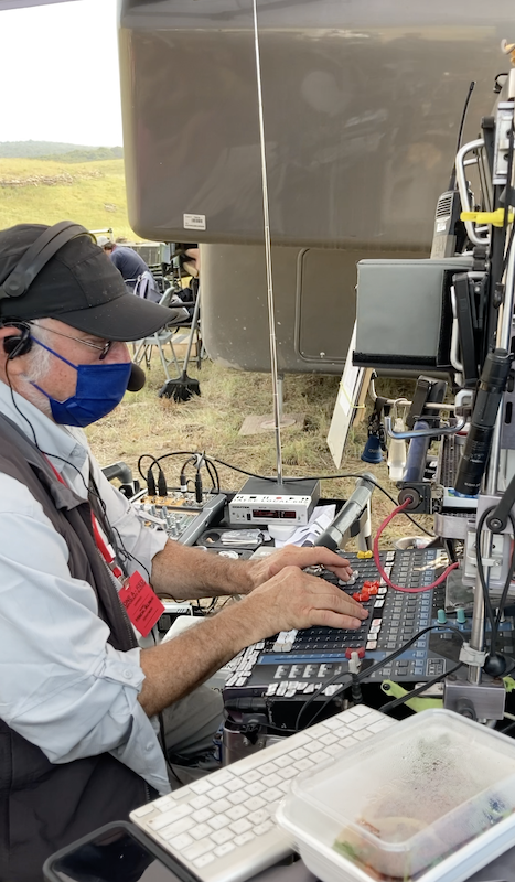 Production Sound Mixer Mark Ulano, CAS, on the set in Oklahoma. Photo: Courtesy of Mark Ulano