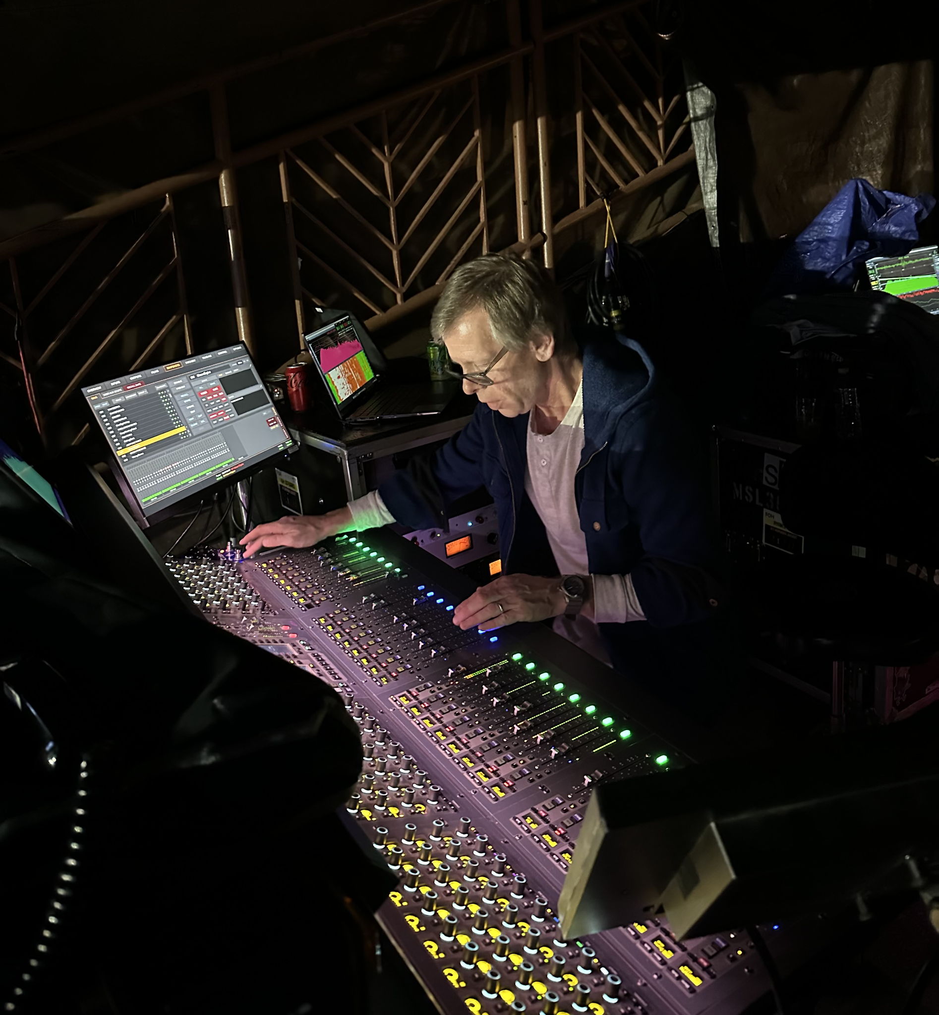 FOH engineer Ryan Pickett at his Avid S6L desk, provided by Spectrum Sound.