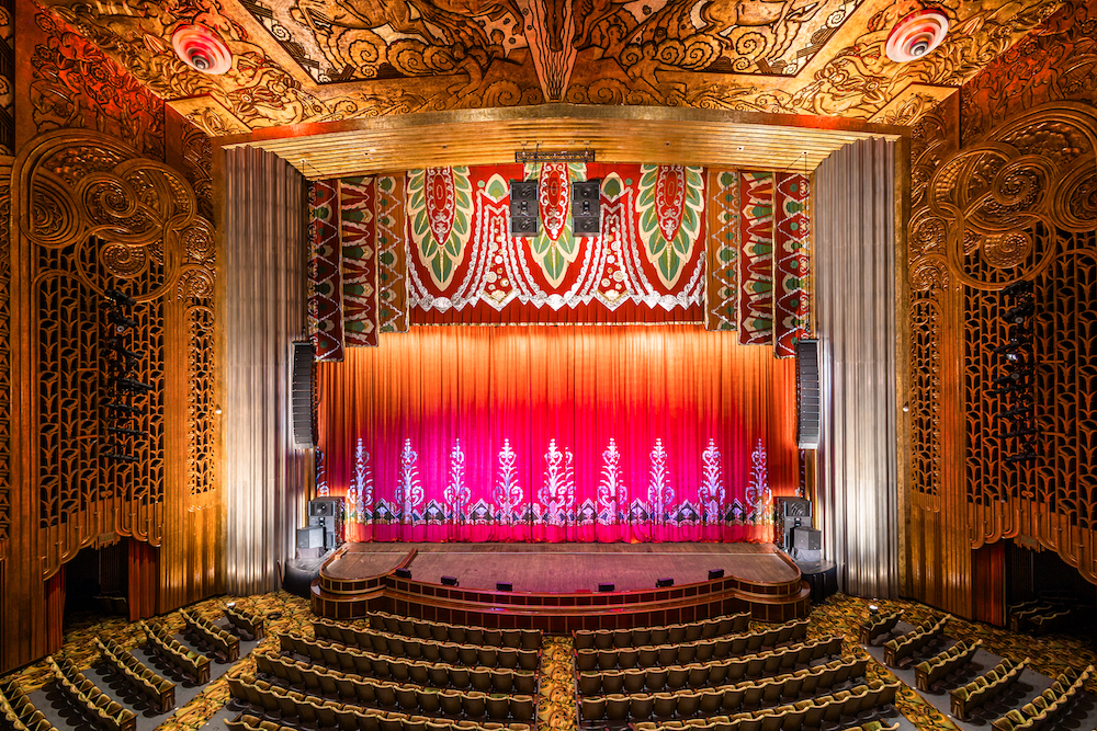 Oakland’s Paramount Theatre, a vintage, 3,000-plus capacity movie palace, recently updated its audio with Yamaha desks, Shure mics and a considerable Meyer Sound Leopard P.A.