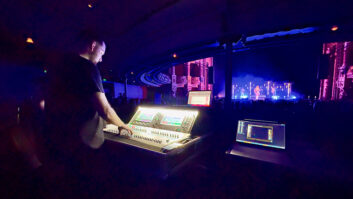 FOH engineer/production manager Joshua Anderson and his Allen & Heath dLive console on the Kaylee Bell tour.