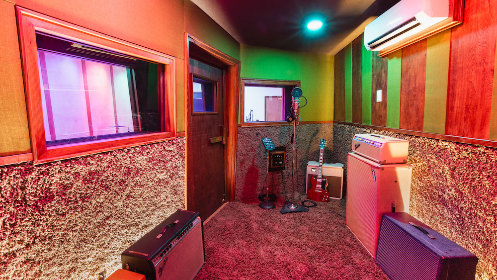 The spacious iso booth can be used for instruments and voice. Photo: Gregg White and Clay Blair.