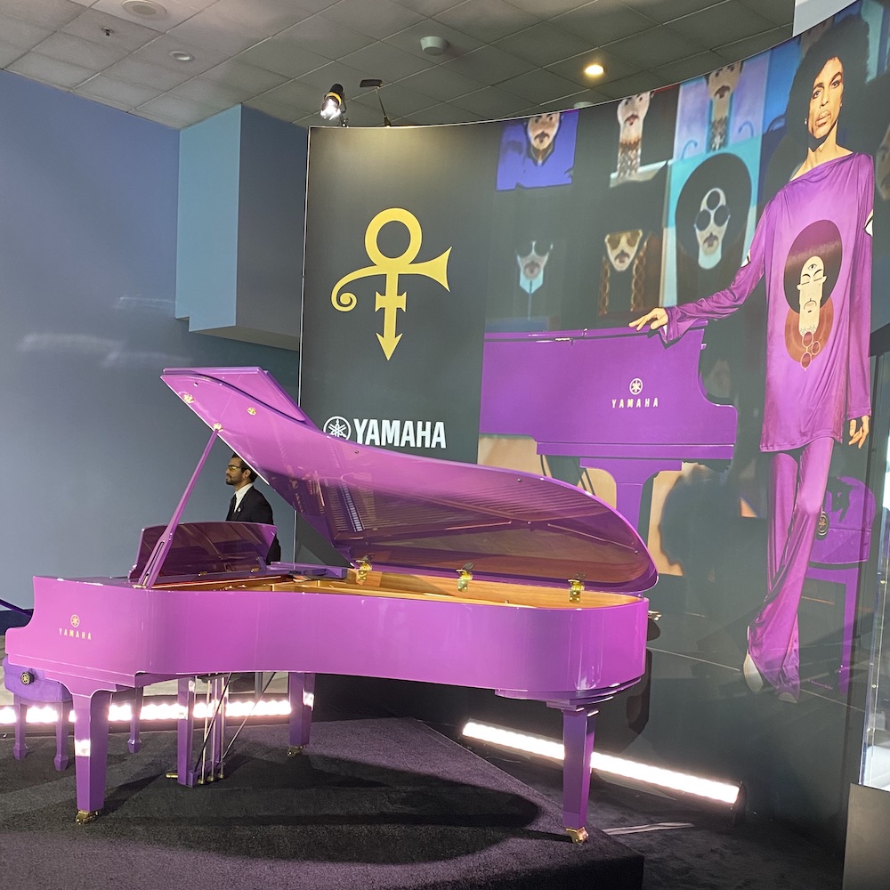 At Yamaha's massive display area, not only was top tech on display, but also Prince's custom purple piano.
