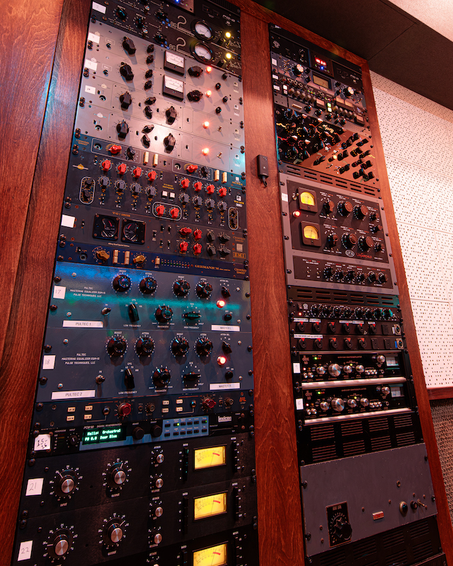 Racks of vintage and modern outboard gear. Photo: Gregg White and Clay Blair.