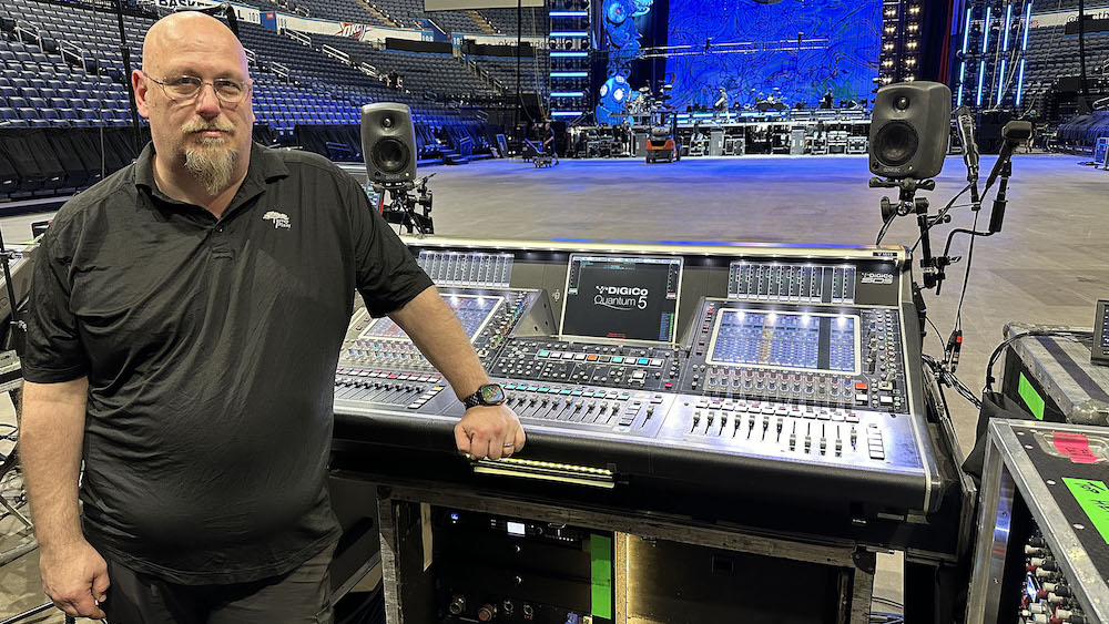 FOH engineer Chad Olech at the tour’s Quantum5 console