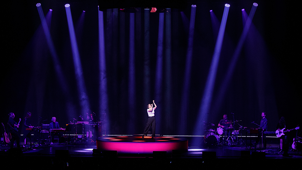 Mitski, seen here at Kings Theatre in Brooklyn, NY, belts nightly into a Shure Axient Wireless mic with an Austrian Audio OD505 capsule. PHOTO: Kimberly Craven/Craven & Co.