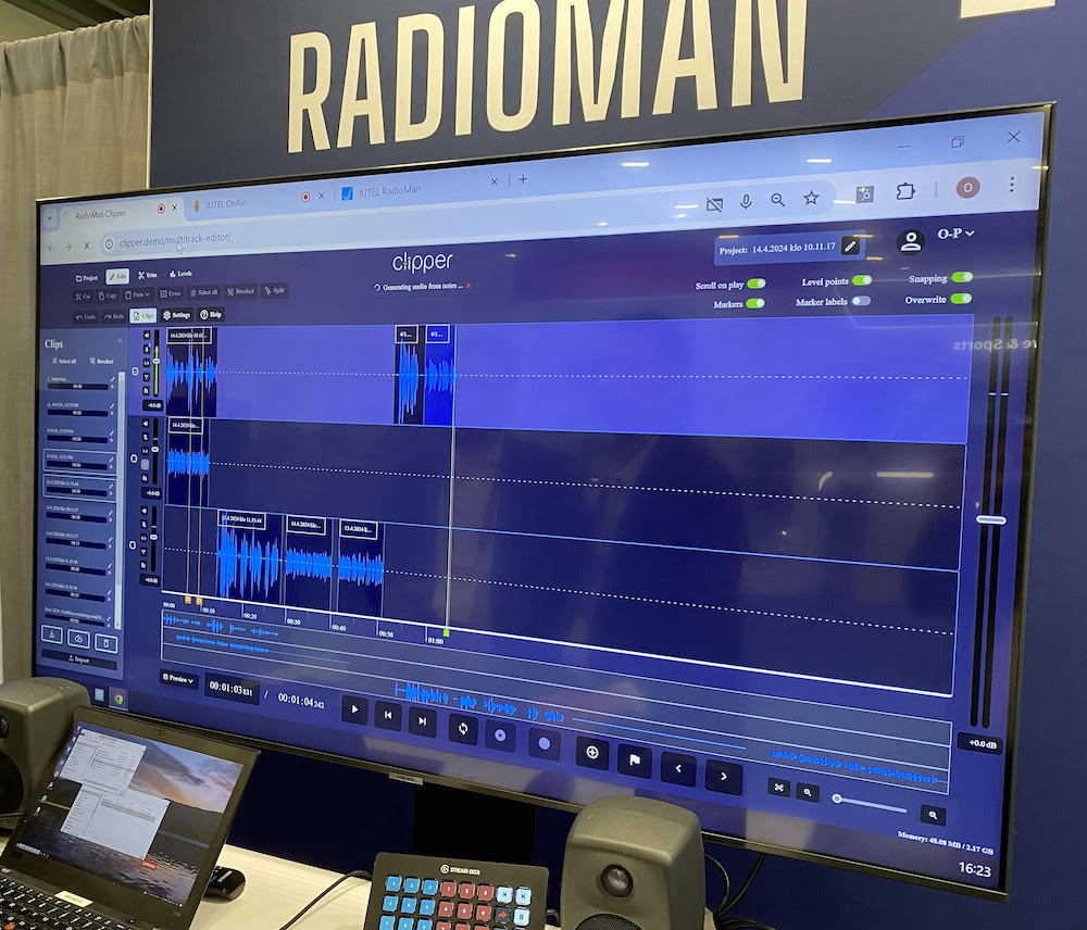 Radioman Clipper is a mobile and web audio production platform that supports mobile app environments, virtual browser-based production, and media asset management in the cloud.
