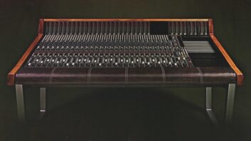 The Harrison 32 Series analog mixing console used at Polar Studios.