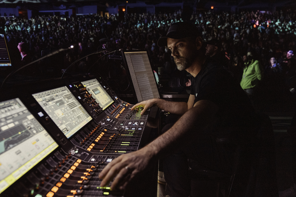 Phil Bledsoe’s FOH position centers around a Yamaha Rivage PM5 desk. Photo: Steven Alan.