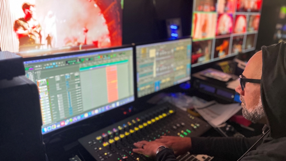 Manny Sanchez mixing live broadcast audio at the Sahara Tent at Coachella 2024 Photo credit: Shane Hendrickson
