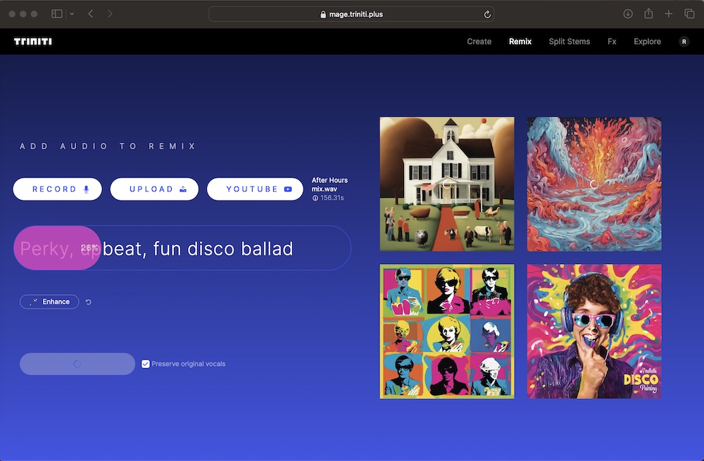 Triniti AI's home page.