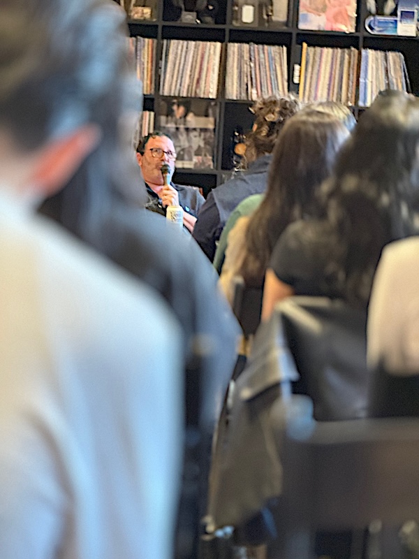 Josiah Gluck, co-music engineer for Saturday Night Live, at Technica House, recalling Prince. Photo: Clive Young. 