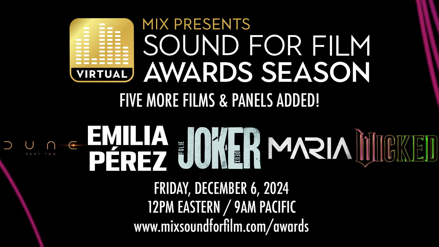 Five More Films Join ‘Mix Presents Sound for Film: Awards Season!’