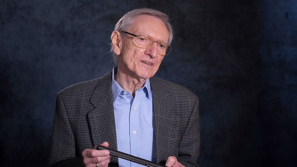 Engineer Manfred Hibbing, designer of the Sennheiser MKH 416 P48 shotgun mic, in 2023.