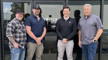 Left to right: Shawn Orm, Justin Edgerly, Keith Conrad, and Alan Barber pictured outside of Switch Video's headquarters in Castaic, California.