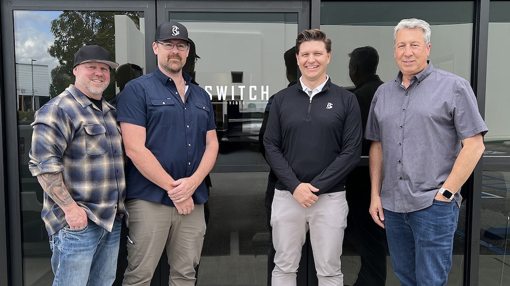 Left to right: Shawn Orm, Justin Edgerly, Keith Conrad, and Alan Barber pictured outside of Switch Video's headquarters in Castaic, California.