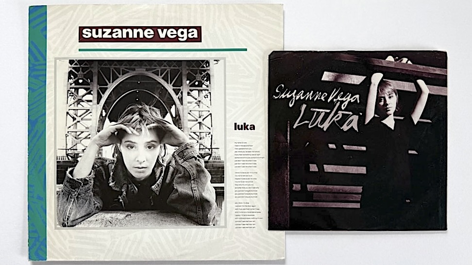 As an international hit, "Luka" came out in multiple formats; seen here are the U.K. 10" E.P. and U.S. 7" single.
