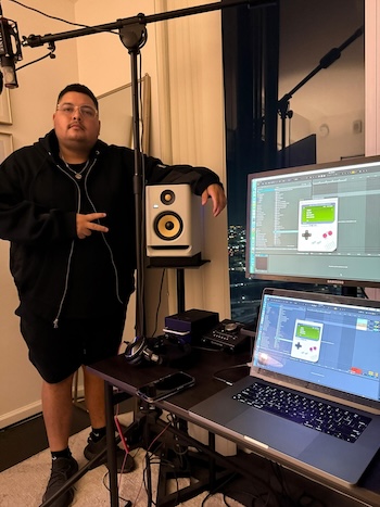 Laureano “Lauro” Pardo with his KRK monitors